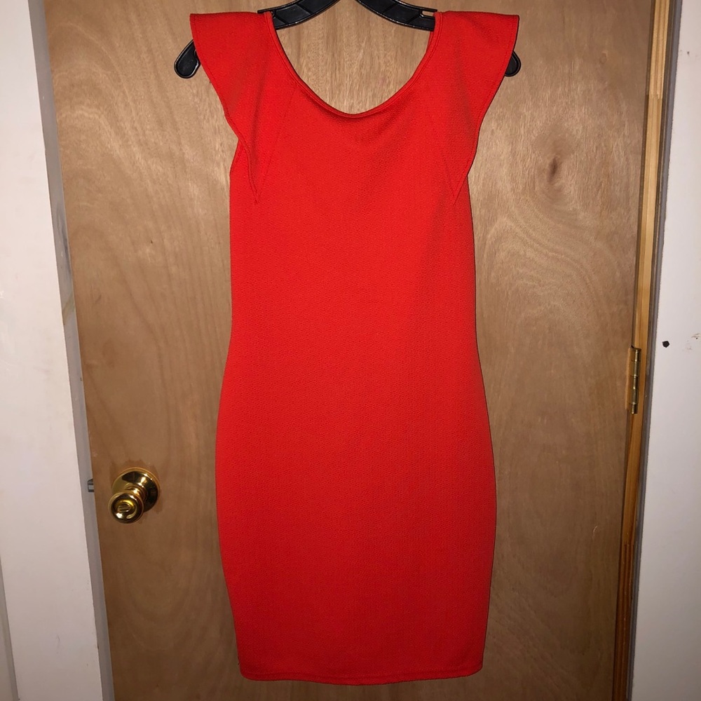 Salmon Pink Homecoming Ruffled Back Dress